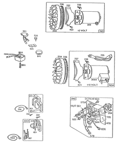 Electric Starters And Keypanel Diagram and Parts List for 190402-3061-XX  Briggs and Stratton Engine